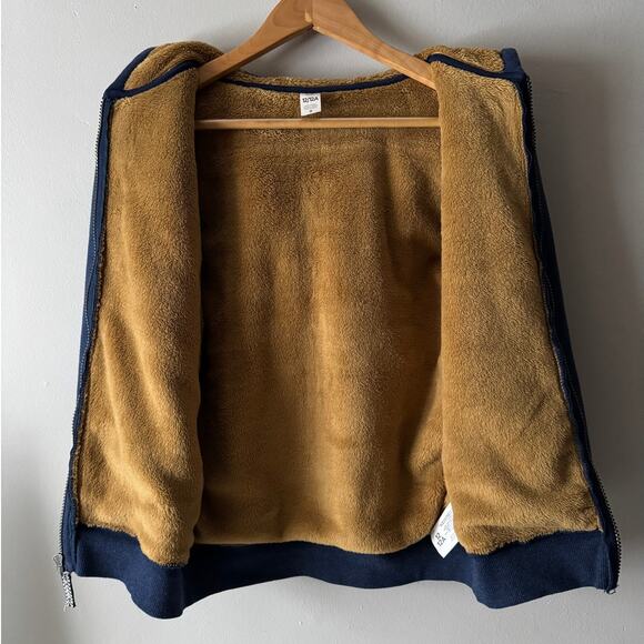 Carter's Big Boys Fuzzy-Lined Hooded Zip-Up Jacket in Navy Size 12 - Picture 3 of 7